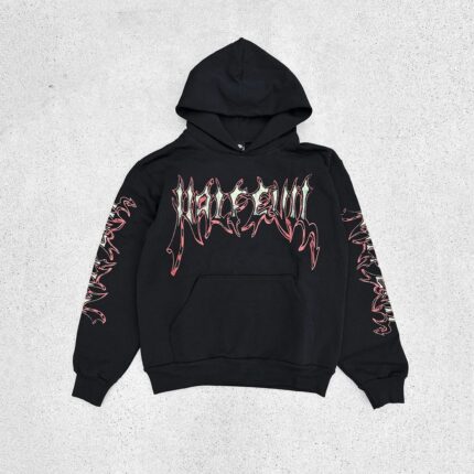 Half Evil Pull Over Logo Hoodie Black