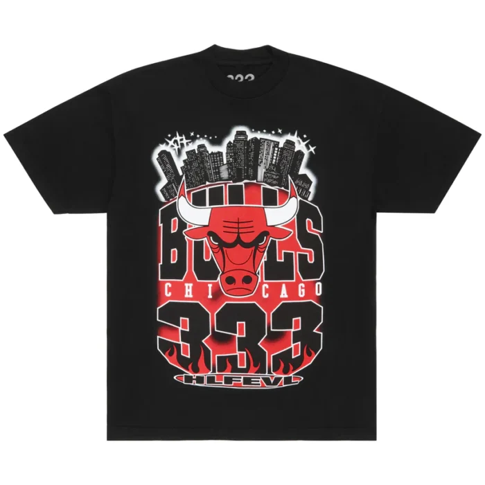 HALF EVIL BULLS CHICAGO SKYLINE TEE BLACK