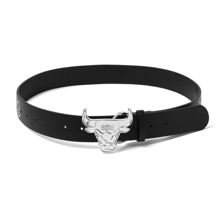 HALF EVIL BULLS LOGO BUCKLE LEATHER BELT