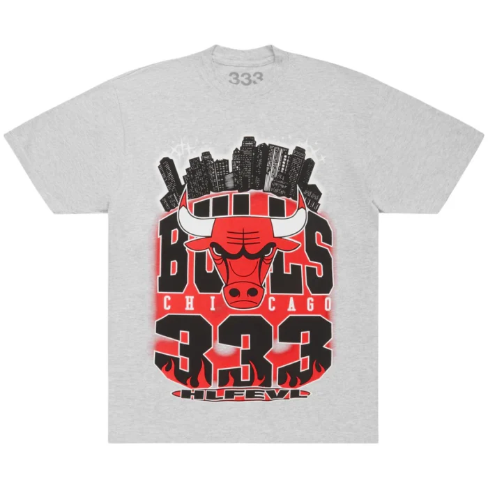 HALF EVIL BULLS CHICAGO SKYLINE TEE ASH GREY