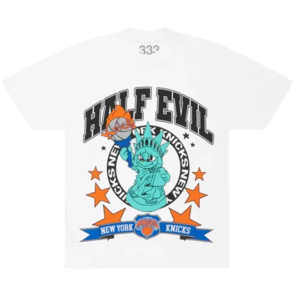 HALF EVIL KNICKS CARTOON CHARACTER TEE